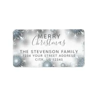 Merry Christmas Snowflakes Winter Holidays Family  Label