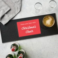 Festive Bright Red Christmas Cheer Enjoy Your Beer Bar Mat