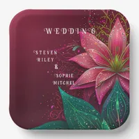 Luxurious Floral Wedding Invitation Suite Paper Plates