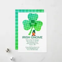 Irish Gnome Monogram Shamrock St Patricks Invite