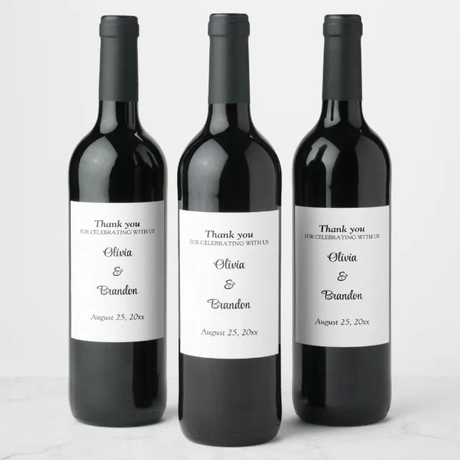 Simple Minimalist Wedding Wine Labels