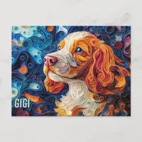 Cocker Spaniel Paper Quilling Art Dog Portrait Postcard