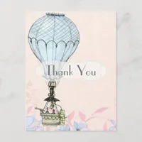 Retro Vintage Steampunk Hot Air Balloon Thank You Postcard