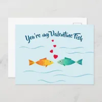 Cute sea fish in love postcard