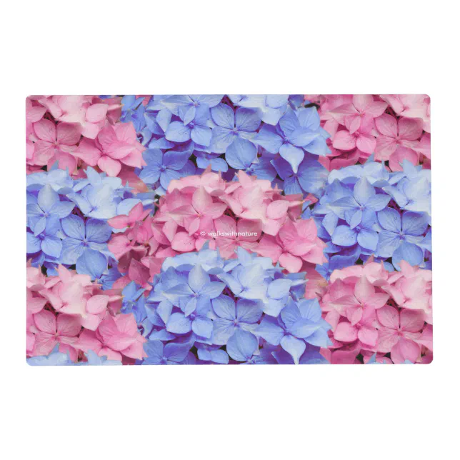 Heavenly Pink and Baby Blue Hydrangeas Placemat