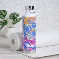 Colorful Swirls Marble Fluid Art Water Bottle