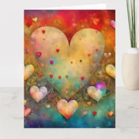 Large Pretty Vintage Hearts Valentine's Day Card