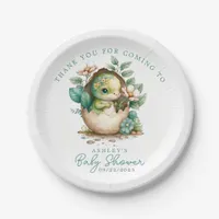 Floral Dinosaur Egg Watercolor Baby Shower Paper Plates