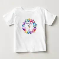 Cute Colorful Watercolor Bunny and Polka Dots Baby T-Shirt