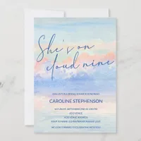 Shes On Cloud Nine Pastel Watercolor Bridal Shower Invitation