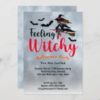 Thumbnail for Feeling Witchy Bats Moon Gray Sky Halloween Party Invitation