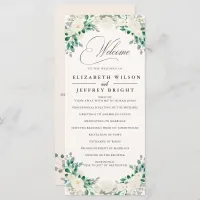 Elegant Boho Summer Spring Ivory Floral Wedding Program