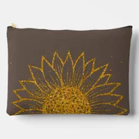 Glitter Sunflower Mother's Day Monogrammed  Accessory Pouch