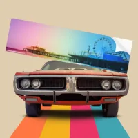 Santa Monica Pier Rainbow Colors Bumper Sticker