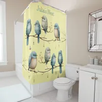 Whimsical Birds on Branches Timeless Elegance Shower Curtain