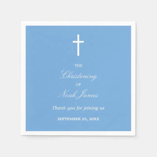 Stylish Blue Christening Party Napkins