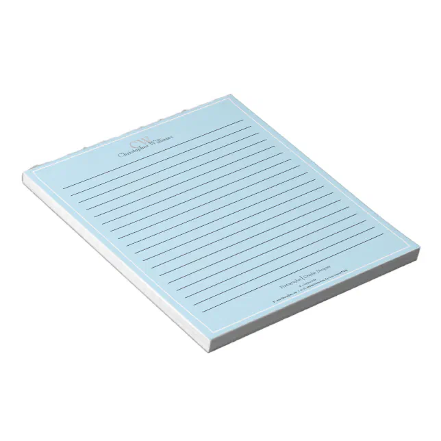 Professional Blue Minimalist Lined Notepad