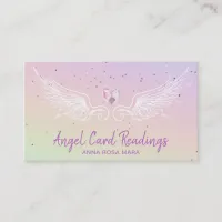 *~*  Crystal Heart Angel Wings Rainbow Pastel Business Card