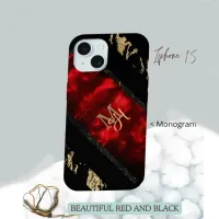 Red and Black Monogram  iPhone 15 Case