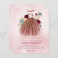 Budget Burgundy gold glitter Dress Quincea&#241;era