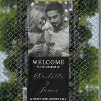 Black & White Couple Photo Outdoor Wedding Welcome Banner