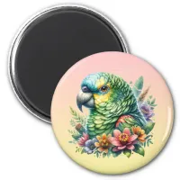 Beautiful Watercolor Amazon Parrot Magnet