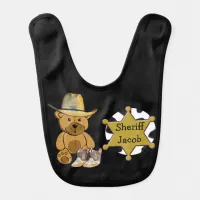 Personalized Sheriff Teddy Bear Cowboy Baby Bib