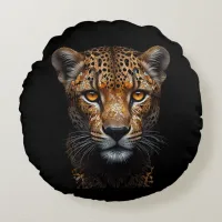 Cheetah Portrait on black Round Pillow