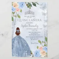 Budget Blue Silver Floral Princess Quincea&#241;era