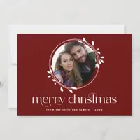 Modern Simple One Photo Unique Christmas Card