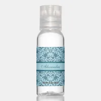 Elegant Flowery Teal Damask Hand Sanitizer