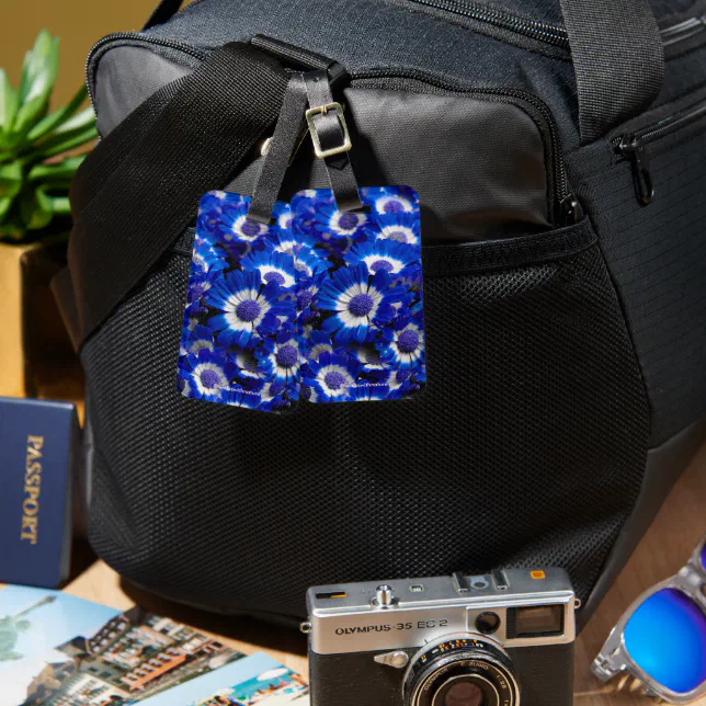 Beautiful Royal Blue Cineraria Flowers Luggage Tag