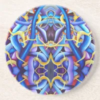 Contemporary Blue Abstract - Depth Illusion Sandstone Coaster