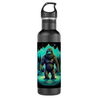 Sasquatch in the Woods Ai Art Stainless Steel Water Bottle