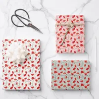 Small Elegant Red Poppy & Green Floral Watercolor Wrapping Paper Sheets