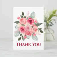 Watercolor Rose Floral Thank You Card