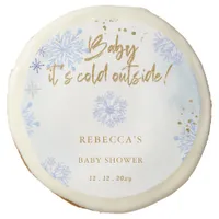 Blue Baby its Cold Outside Winter Baby Shower Sugar Cookie