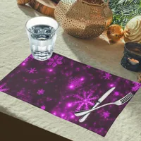 Deep Purple & Bright Snowflakes Woven Cotton Cloth Placemat