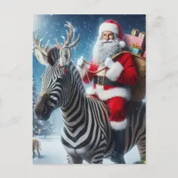 Fantasy Santa and a Zebra With Antlers Postcard