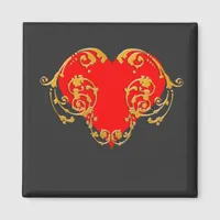 Bold Romantic Valentine Red Goth Heart   Magnet