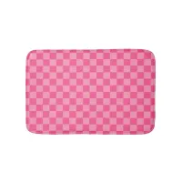 Hot Pink Light Pink Checker Pattern Bath Mat