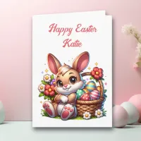 Personalized Easter Bunny + Coloring Page Card