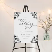 Elegant Black & White Wedding Welcome Sign Vintage