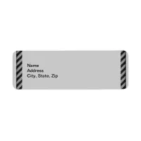 Black Gray Diagonal Stripes Sides Address Label