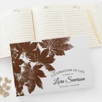 Brown Fall Leaves Celebration of Life Memorial Guest Book