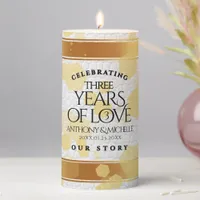 Elegant 3rd Leather Wedding Anniversary Pillar Candle