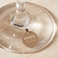 Brides Wedding Breakfast Mocha Latte Brown Name Wine Charm