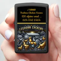 Golden Leghorn Chickens Thriving on a Sunny Farm Zippo Lighter