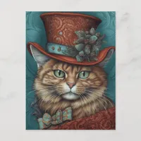 Cute Cat With a Red Tophat Postcard