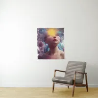 Vicky has her head in the floral clouds AI Art Tapestry